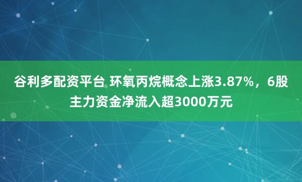 谷利多配资平台 环氧丙烷概念上涨3.87%，6股主力资金净流入超3000万元
